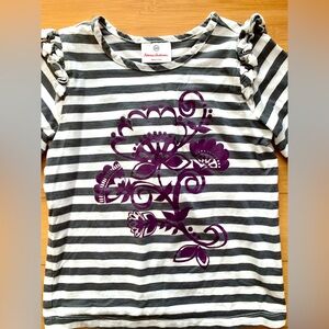 Hanna Andersson Striped Tee with Purple Floral Design